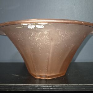Anchor Hocking Pink Frosted Depression Glass Princess Pattern Bowl Etched